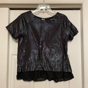 Karl Marc John Black & Metallic Silver Top - Size Small